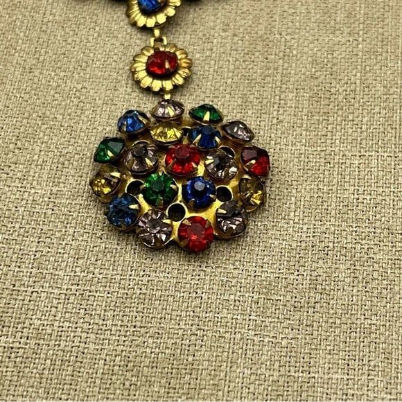 Vintage unique glass rhinestone gold tone and silver tone brooch - Picture 9 of 10